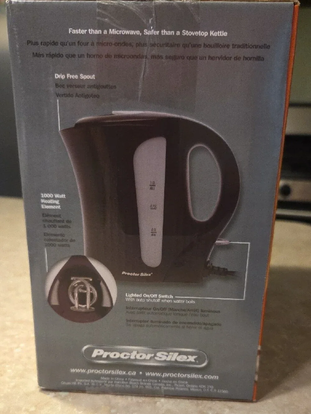 Proctor Silex Black 1-Litre Electric Kettle